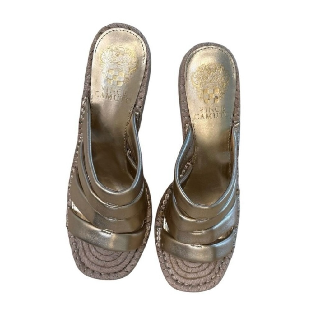 NEW Vince Camuto Gold Metallic Espadrille Platform Wedge Sandals